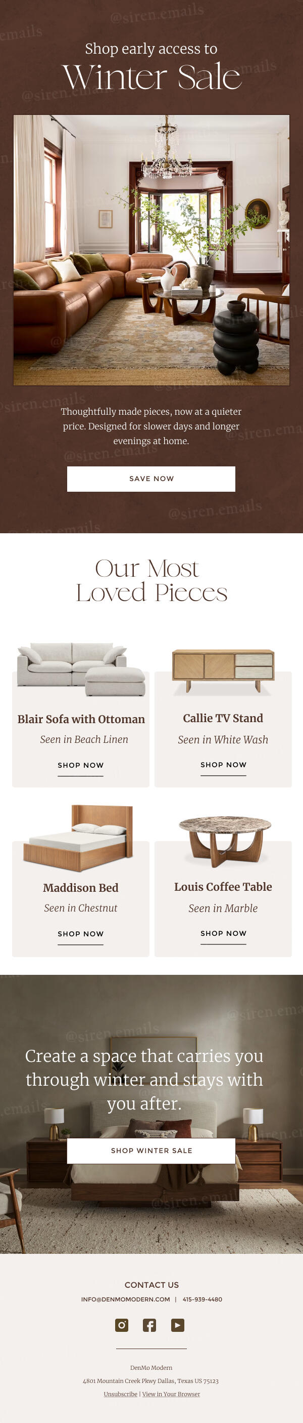 Furniture email - siren emails